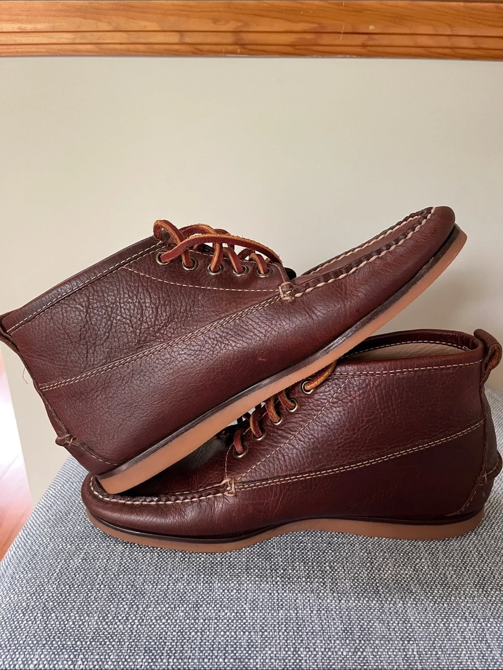 LL Bean Jackman Ranger Moc Ankle Boots Lace Up Leather Signature 281251